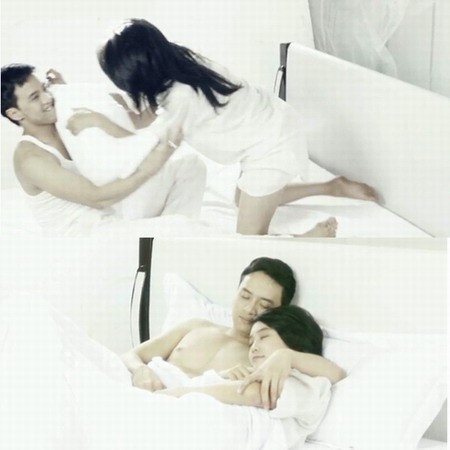 Trong clip, Ngàn lần khắc tên em của Cao Thái Sơn, tình yêu cũng được thể hiện một cách nóng bỏng trên giường ngủ